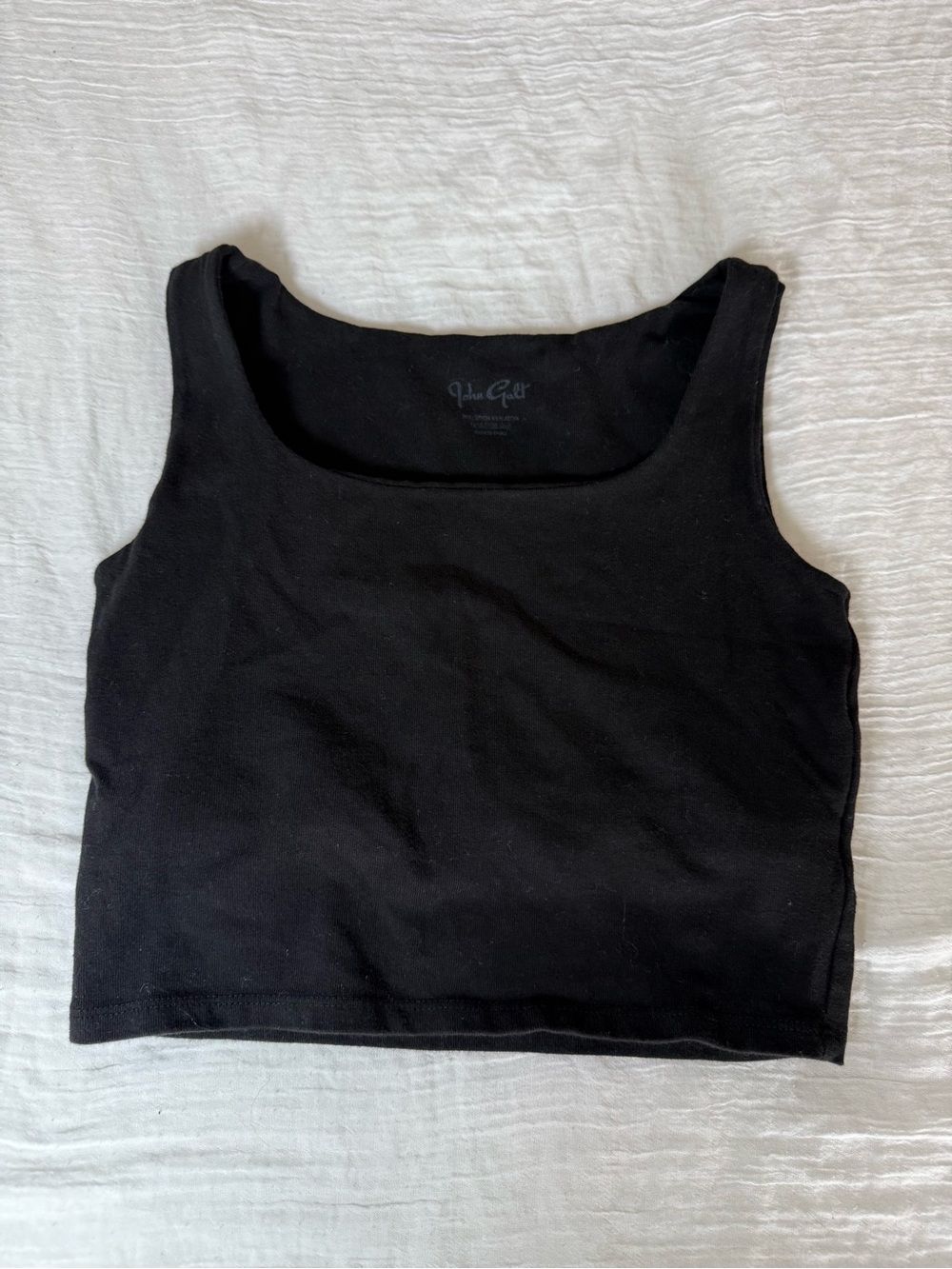 Brandy Melville Black Ribbed Square Neck Crop Tank